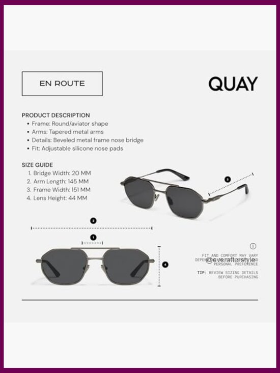 Geometric Aviator Sunglasses with UV Protection, Metal Frame